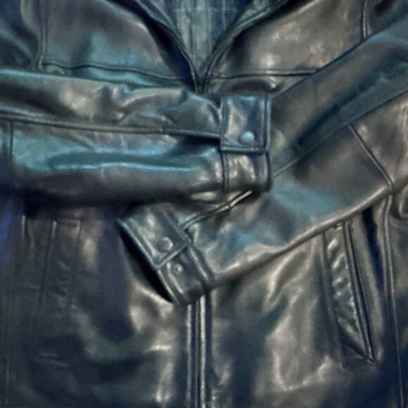 TOMMY HILFIGER Men's Leather Bomber Jacket ~ Size L - Picture 3 of 11